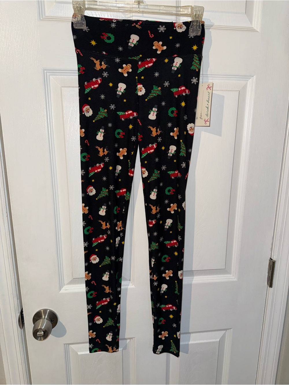 Derek Heart Women's Christmas Holiday Leggings NWT Size Small New Black Red